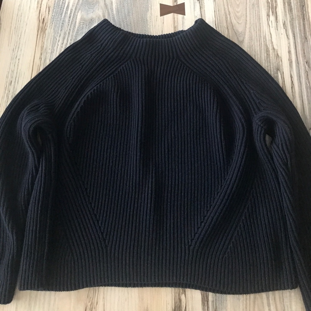 Athleta XL Black Cotton/Recycled Poly Sweater